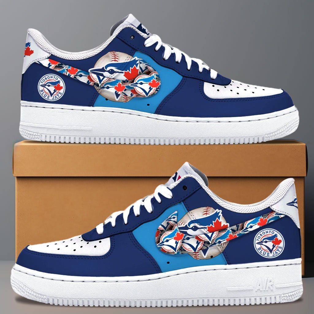Toronto Blue Jays MLB Team Logo Fan Air Force 1 Stylish Shoes For Men Women