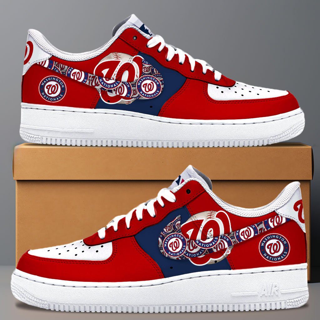 Washington Nationals MLB Team Logo Fan Air Force 1 Stylish Shoes For Men Women