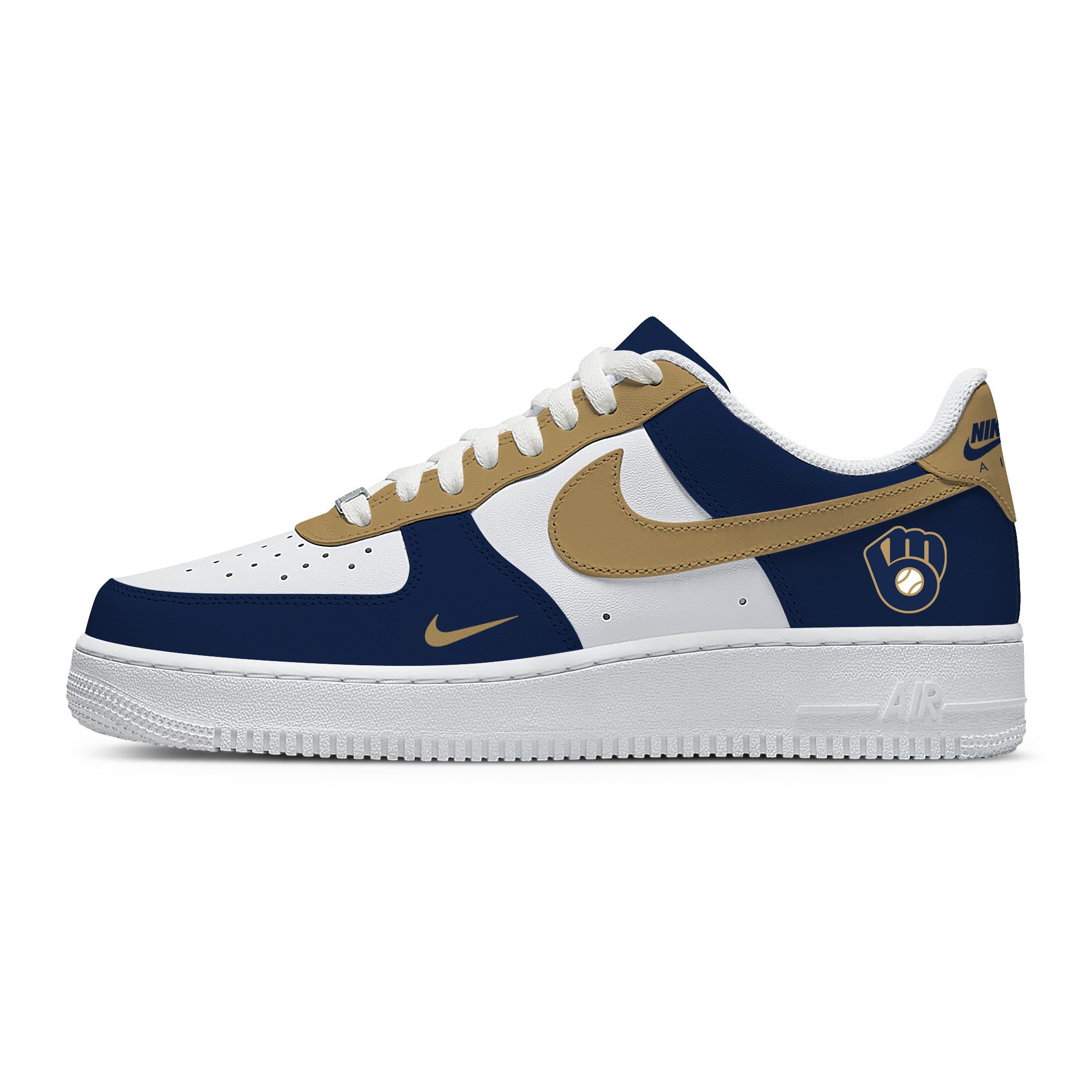 MLB Milwaukee Brewers Nike Air Force 1 Low Casual Sneakers For Fan