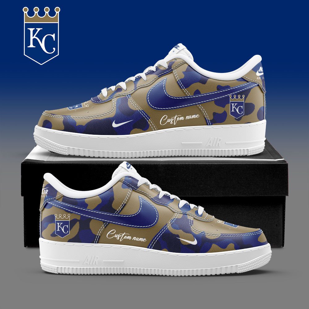 Kansas City Royals MLB Camo Personalized Nike Air Force 1 Low Custom Name For Fan