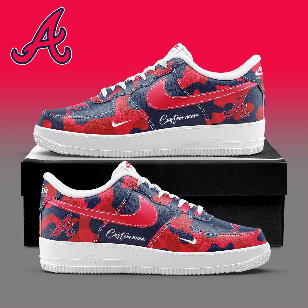 Atlanta Braves MLB Camo Personalized Nike Air Force 1 Low Custom Name For Fan