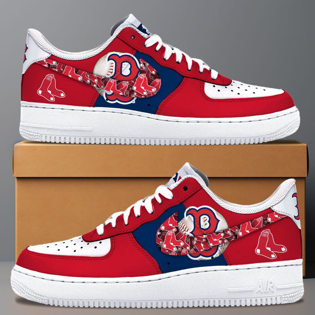 Boston Red Sox MLB Team Logo Fan Air Force 1 Stylish Shoes For Men Women