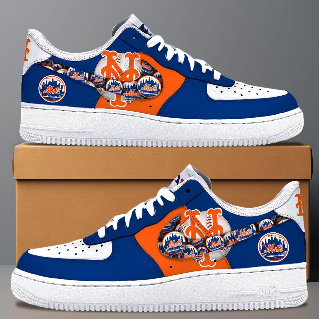 New York Mets MLB Team Logo Fan Air Force 1 Stylish Shoes For Men Women