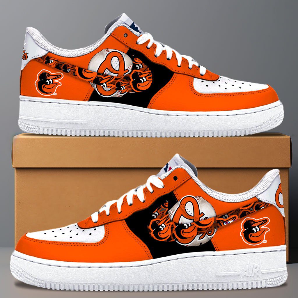 Baltimore Orioles MLB Team Logo Fan Air Force 1 Stylish Shoes For Men Women