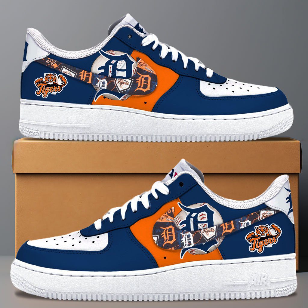 Detroit Tigers MLB Team Logo Fan Air Force 1 Stylish Shoes For Men Women
