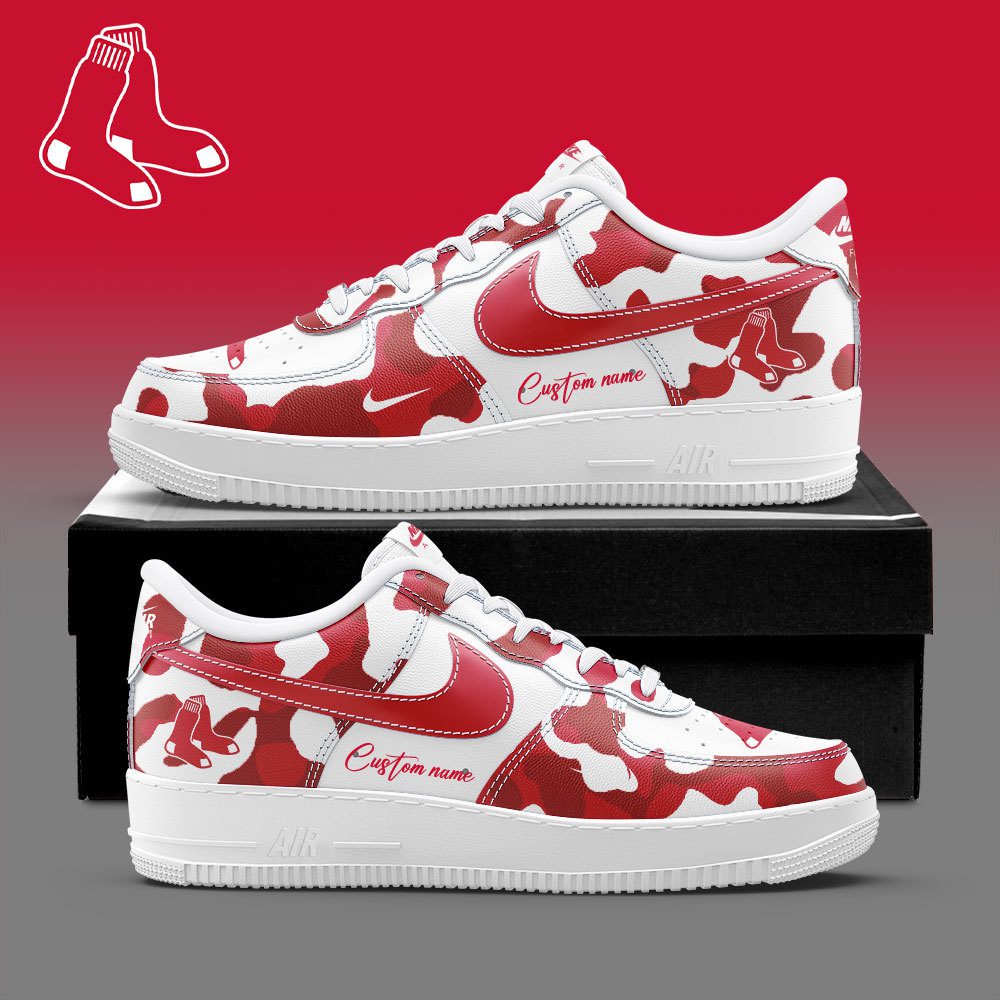 Boston Red Sox MLB Camo Personalized Nike Air Force 1 Low Custom Name For Fan