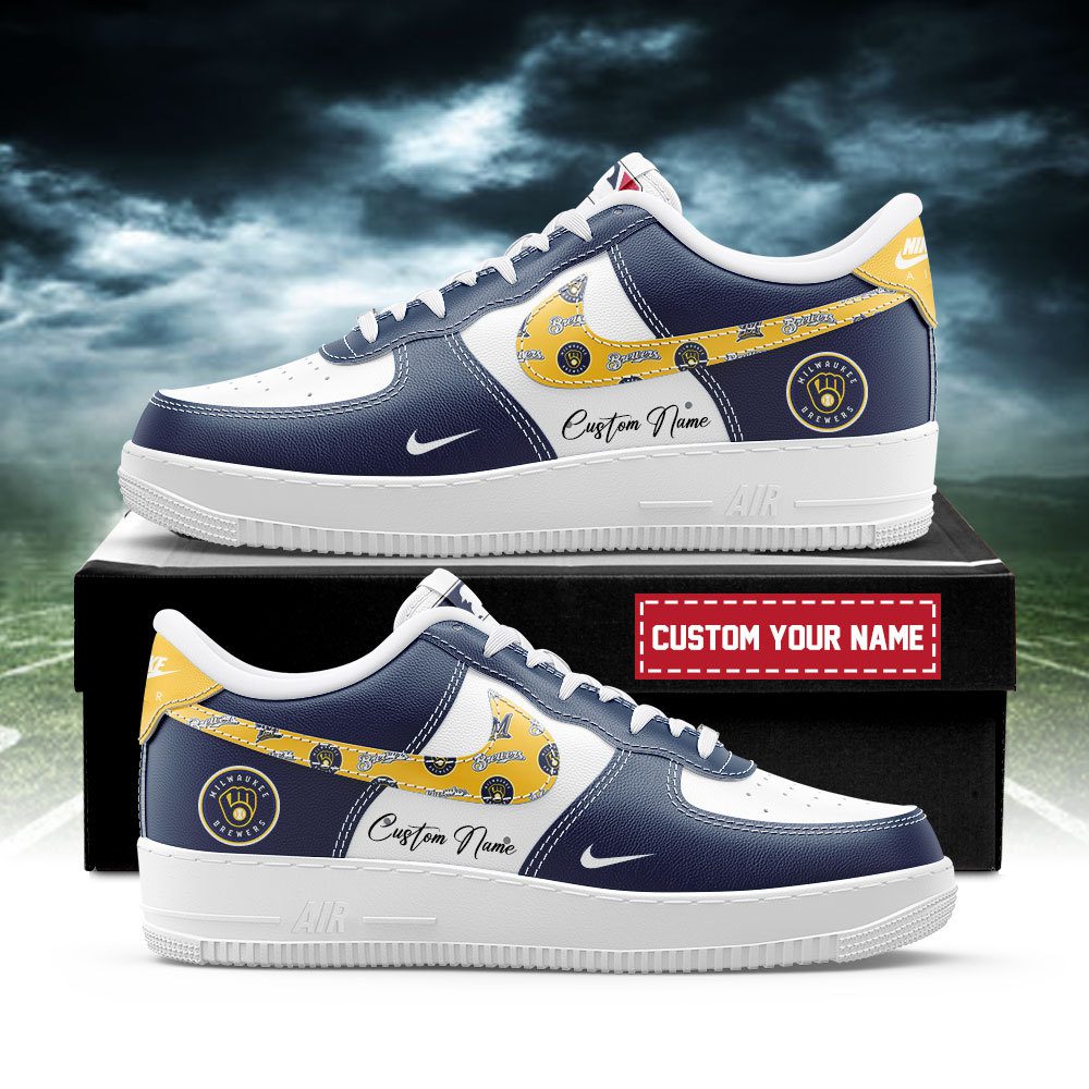 Milwaukee Brewers MLB Nike Air Force 1 Low Custom Name - Best Running Shoes 2025 For Fans