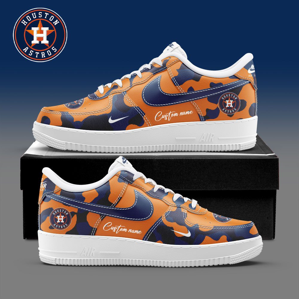 Houston Astros MLB Camo Personalized Nike Air Force 1 Low Custom Name For Fan