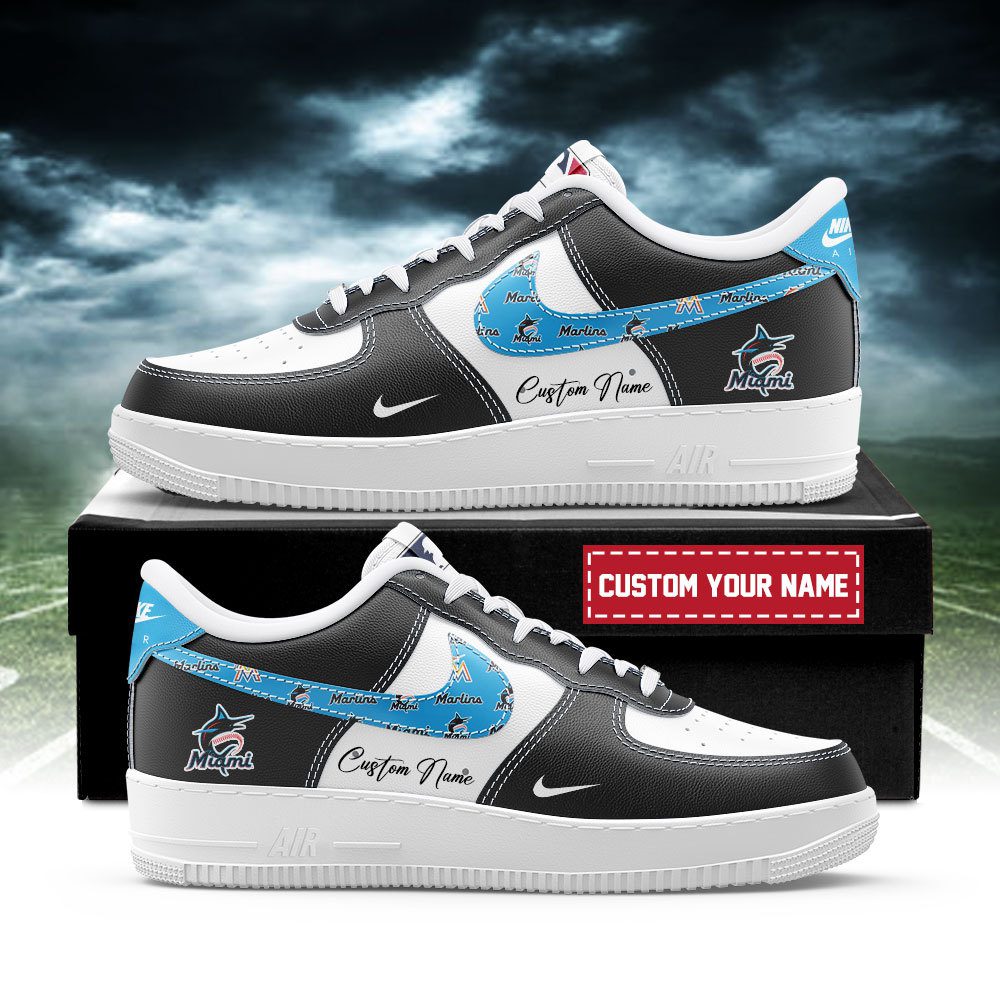 Miami Marlins MLB Nike Air Force 1 Low Custom Name - Best Running Shoes 2025 For Fans