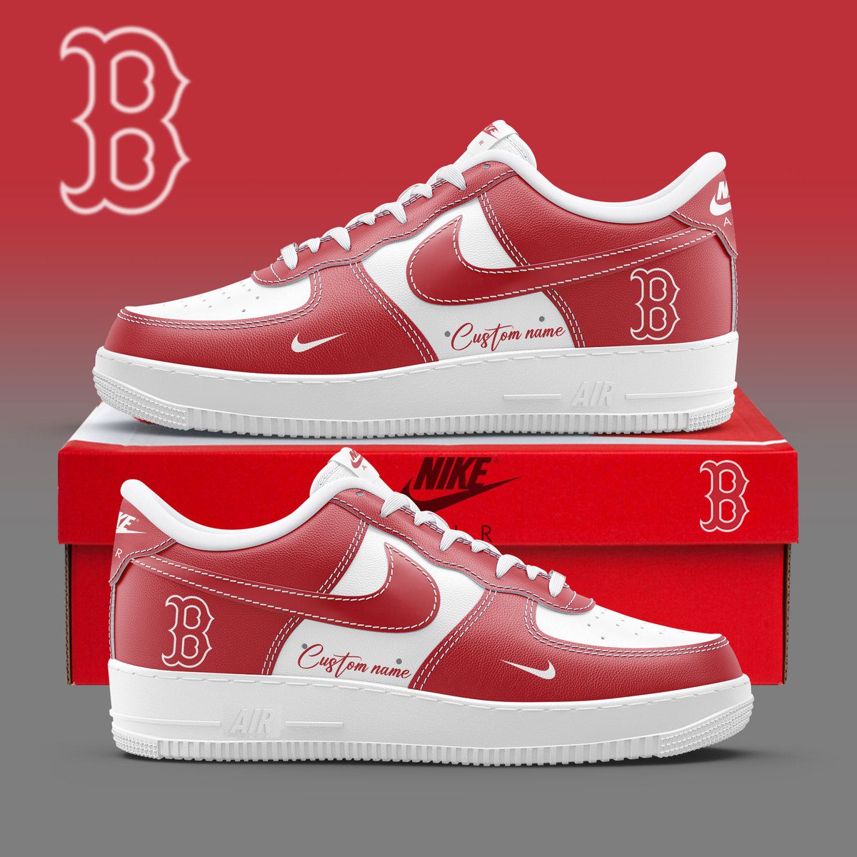 Boston Red Sox MLB Air Force Sneakers Nike Air Force 1 Low Custom Name - Walking Shoes For Daily Use