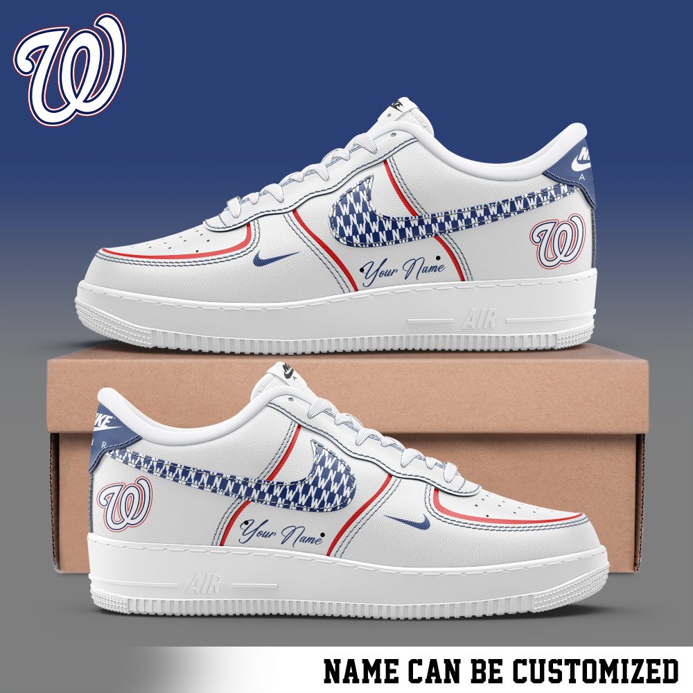 Washington Nationals Air Force 1 Low MLB Custom Name Sneakers For Women Men