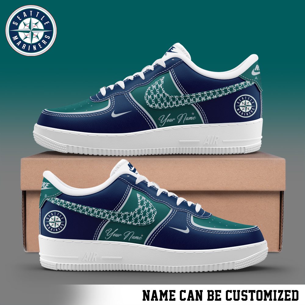 Seattle Mariners Air Force 1 Low MLB Custom Name Sneakers For Women Men
