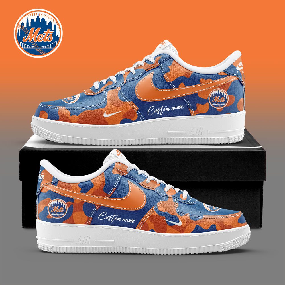 New York Mets MLB Camo Personalized Nike Air Force 1 Low Custom Name For Men Women
