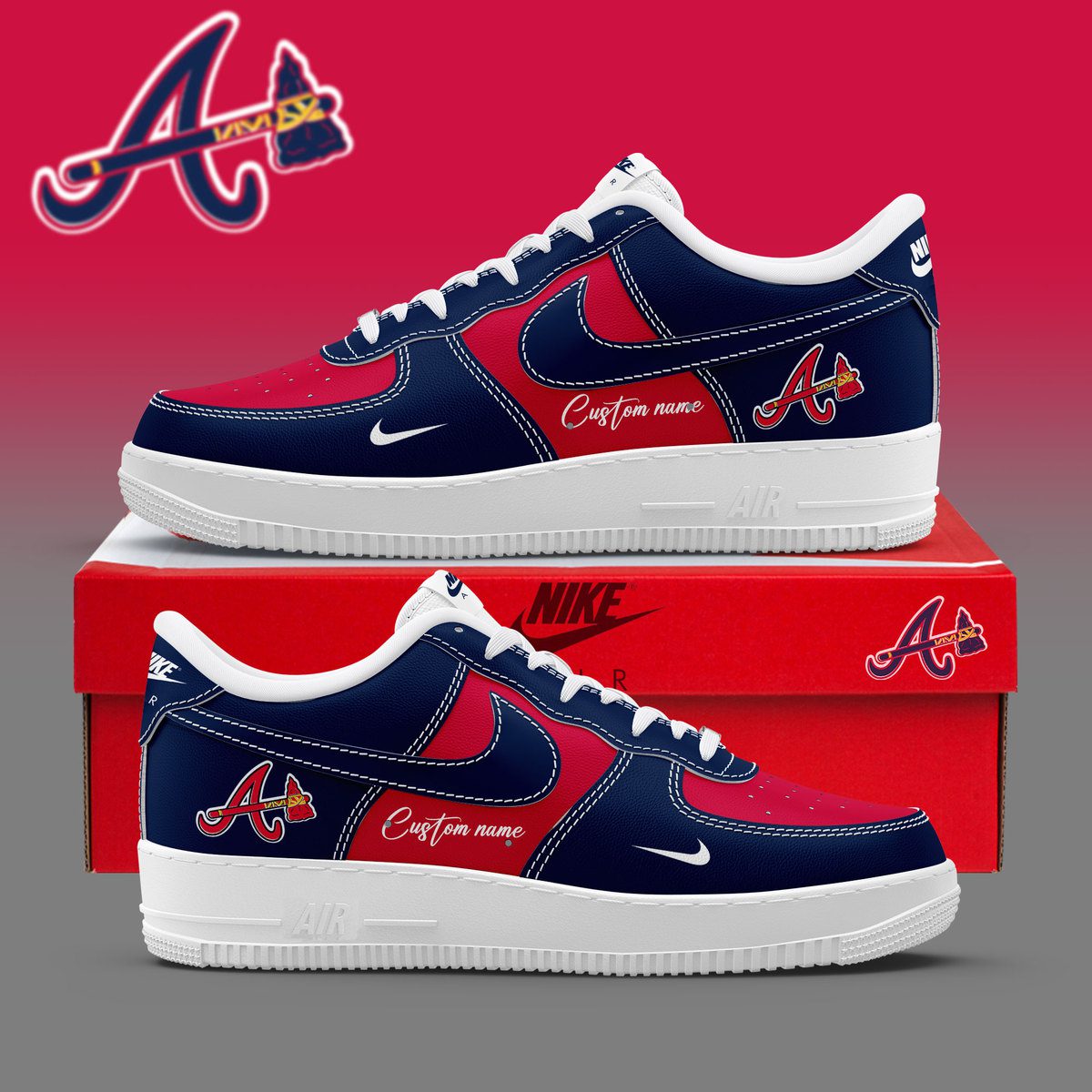 Atlanta Braves MLB Air Force Sneakers Nike Air Force 1 Low Custom Name - Walking Shoes For Daily Use