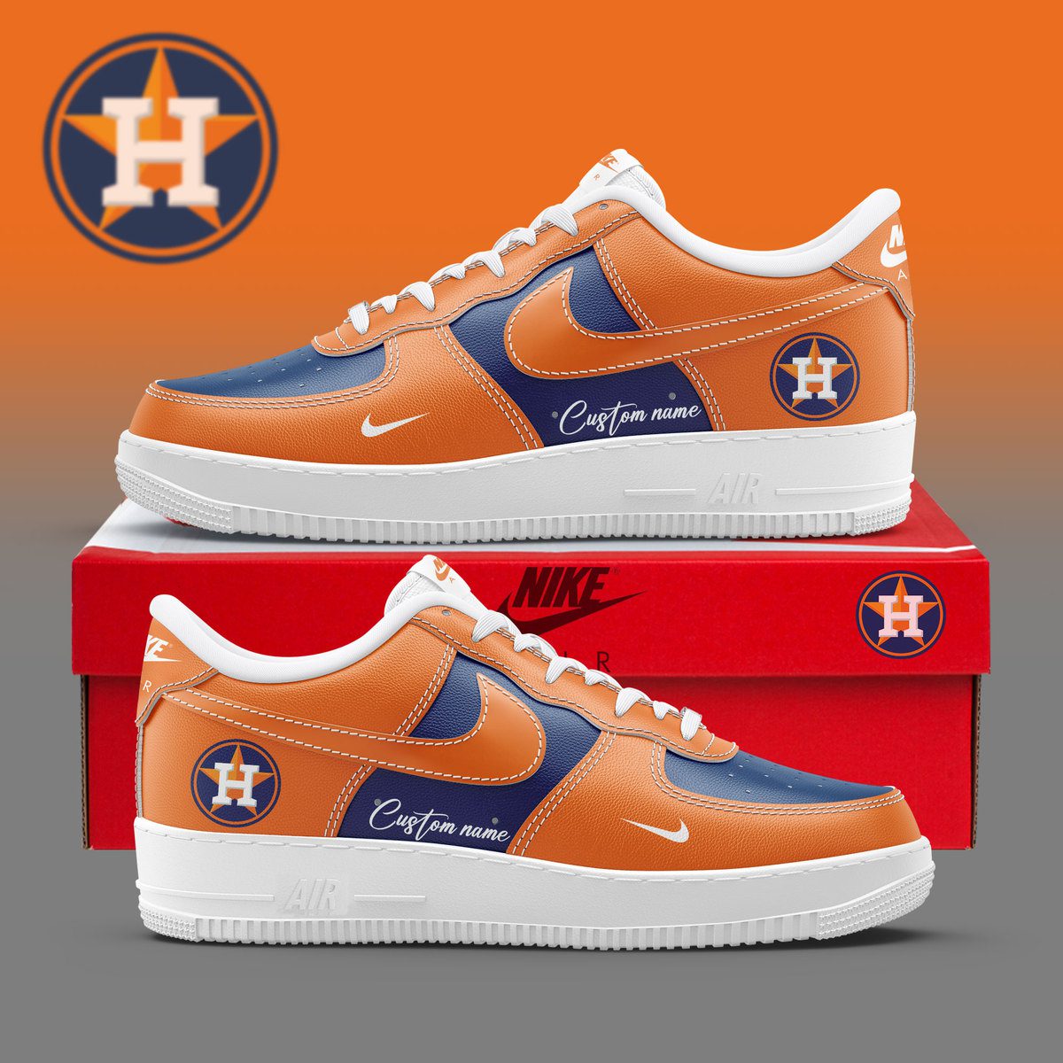 Houston Astros MLB Air Force Sneakers Nike Air Force 1 Low Custom Name - Walking Shoes For Daily Use