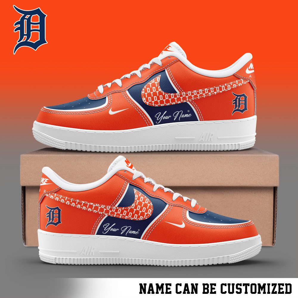 Detroit Tigers Air Force 1 Low MLB Custom Name Sneakers For Women Men