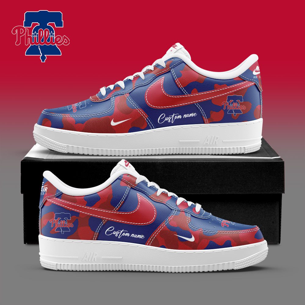Philadelphia Phillies MLB Camo Personalized Nike Air Force 1 Low Custom Name For Men Women