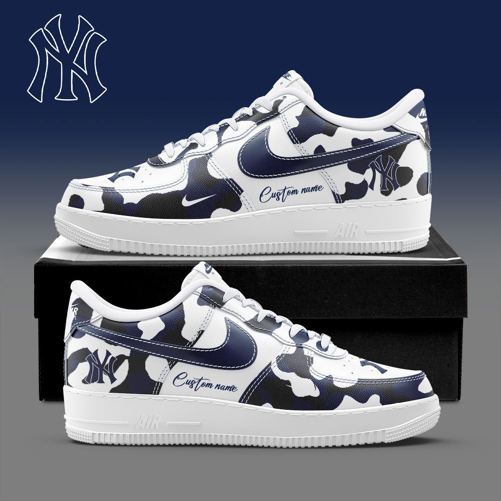 New York Yankees MLB Camo Personalized Nike Air Force 1 Low Custom Name For Men Women