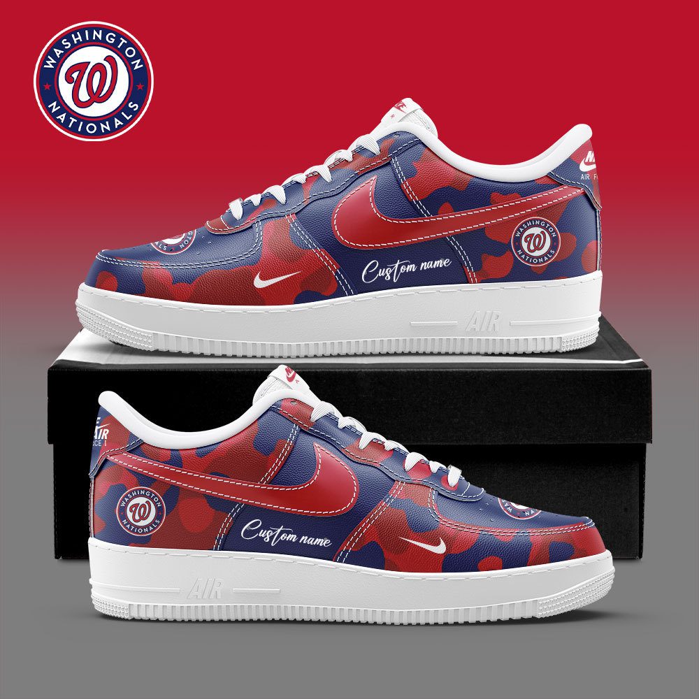 Washington Nationals MLB Camo Personalized Nike Air Force 1 Low Custom Name For Men Women
