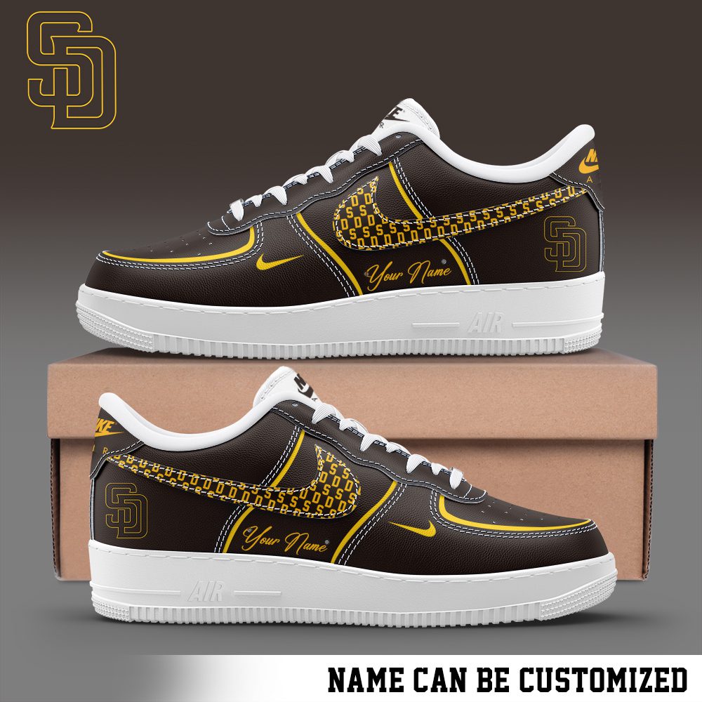 San Diego Padres Air Force 1 Low MLB Custom Name Sneakers For Women Men