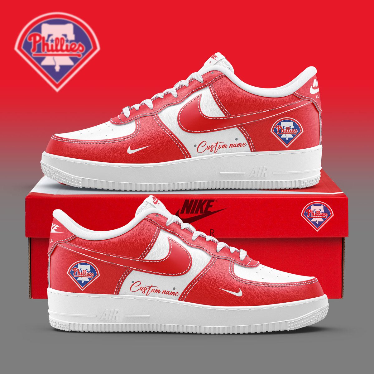Philadelphia Phillies MLB Air Force Sneakers Nike Air Force 1 Low Custom Name - Walking Shoes For Daily Use