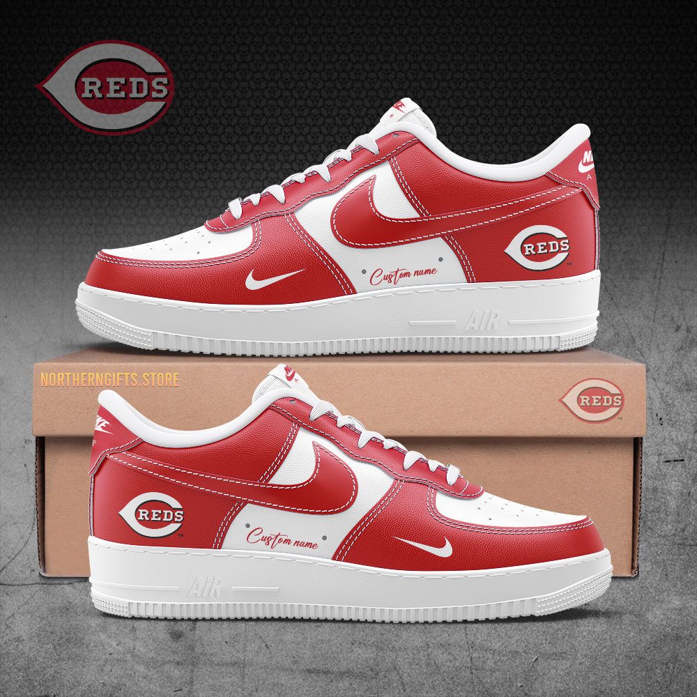 Cincinnati Reds MLB Air Force Sneakers Nike Air Force 1 Low Custom Name - Walking Shoes For Daily Use