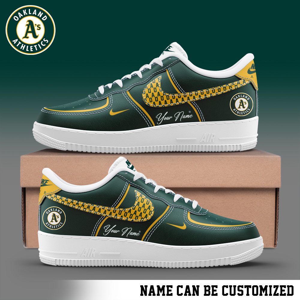 Oakland Athletics Air Force 1 Low MLB Custom Name Sneakers For Women Men