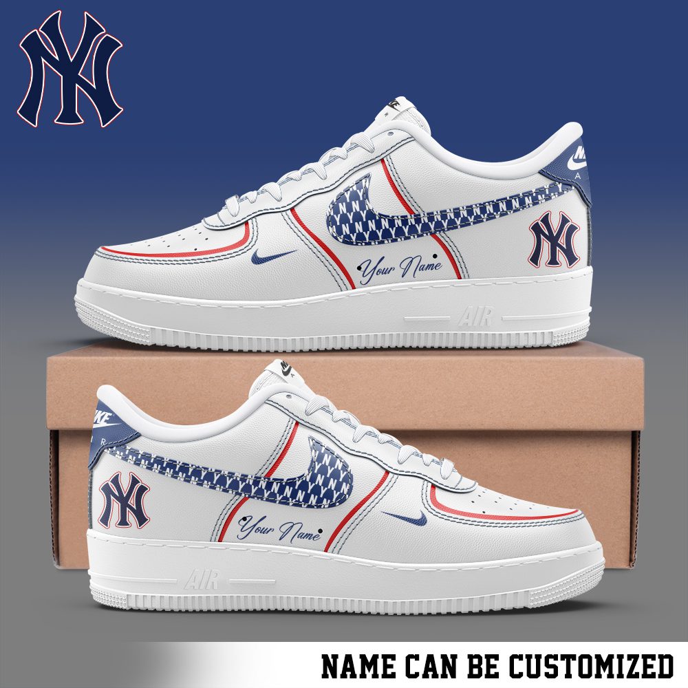 New York Yankees Air Force 1 Low MLB Custom Name Sneakers For Women Men