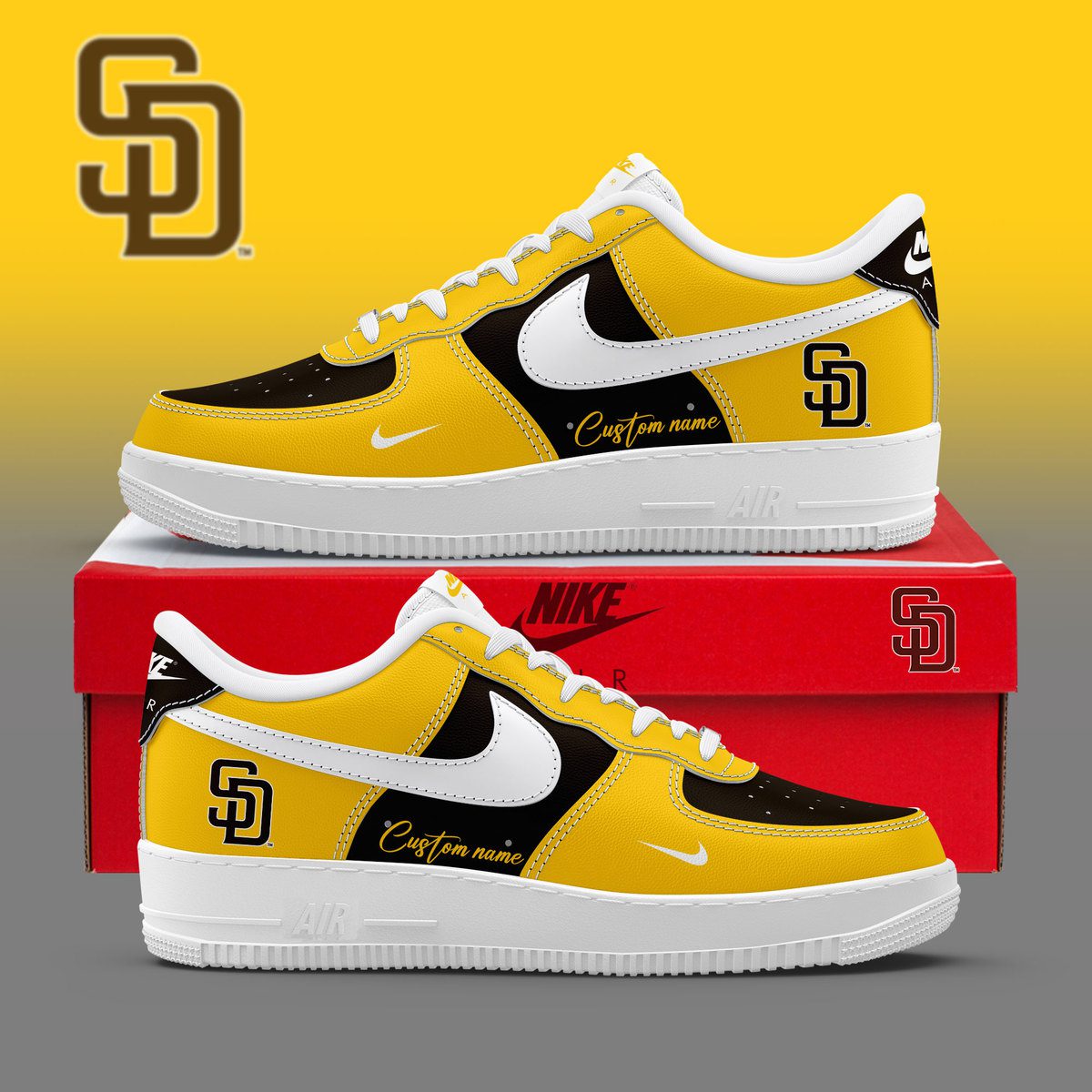 San Diego Padres MLB Air Force Sneakers Nike Air Force 1 Low Custom Name - Walking Shoes For Daily Use