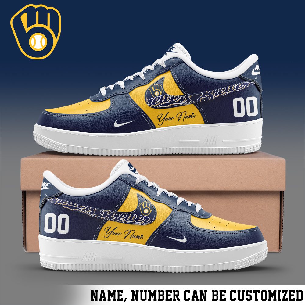 Milwaukee Brewers MLB Personalized Nike Air Force 1 Low Custom Name - Trendy Shoes For Men Women
