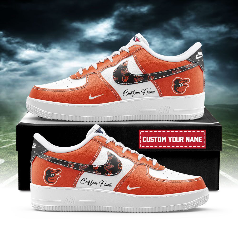 Baltimore Orioles MLB Nike Air Force 1 Low Custom Name - Best Running Shoes 2025 For Fans