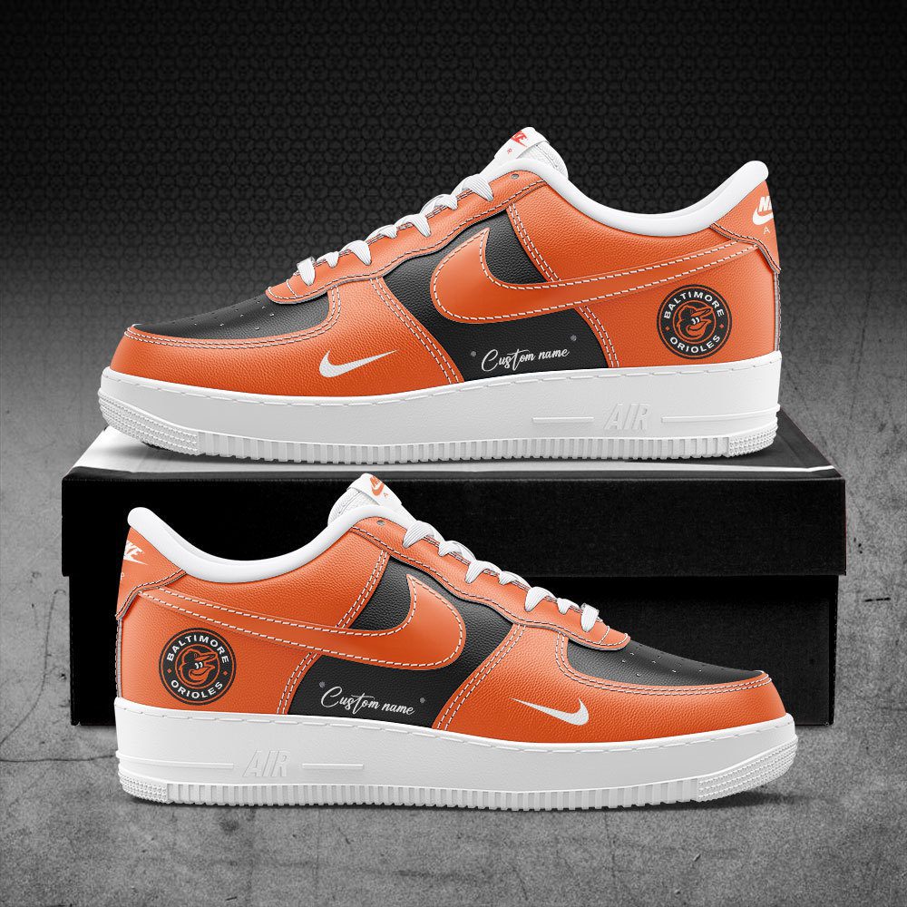 Baltimore Orioles MLB Air Force Sneakers Nike Air Force 1 Low Custom Name - Walking Shoes For Daily Use
