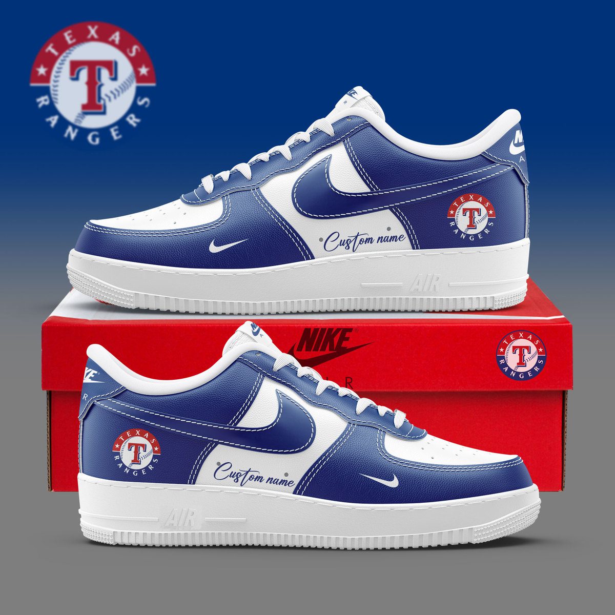 Texas Rangers MLB Air Force Sneakers Nike Air Force 1 Low Custom Name - Walking Shoes For Daily Use