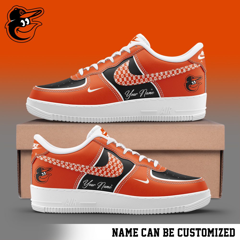Baltimore Orioles Air Force 1 Low MLB Custom Name Sneakers For Women Men