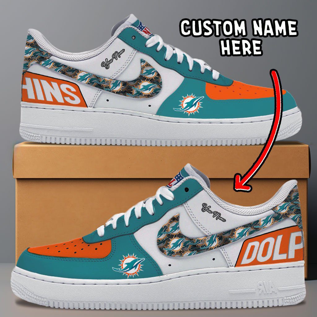 Miami Dolphins NFL Personalized Air Force 1 Shoes - Stylish Casual Sneakers For Fans