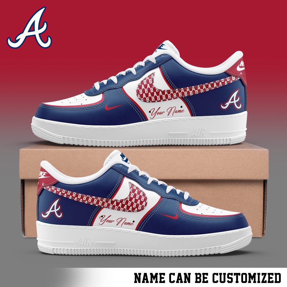 Atlanta Braves Air Force 1 Low MLB Custom Name Sneakers For Women Men