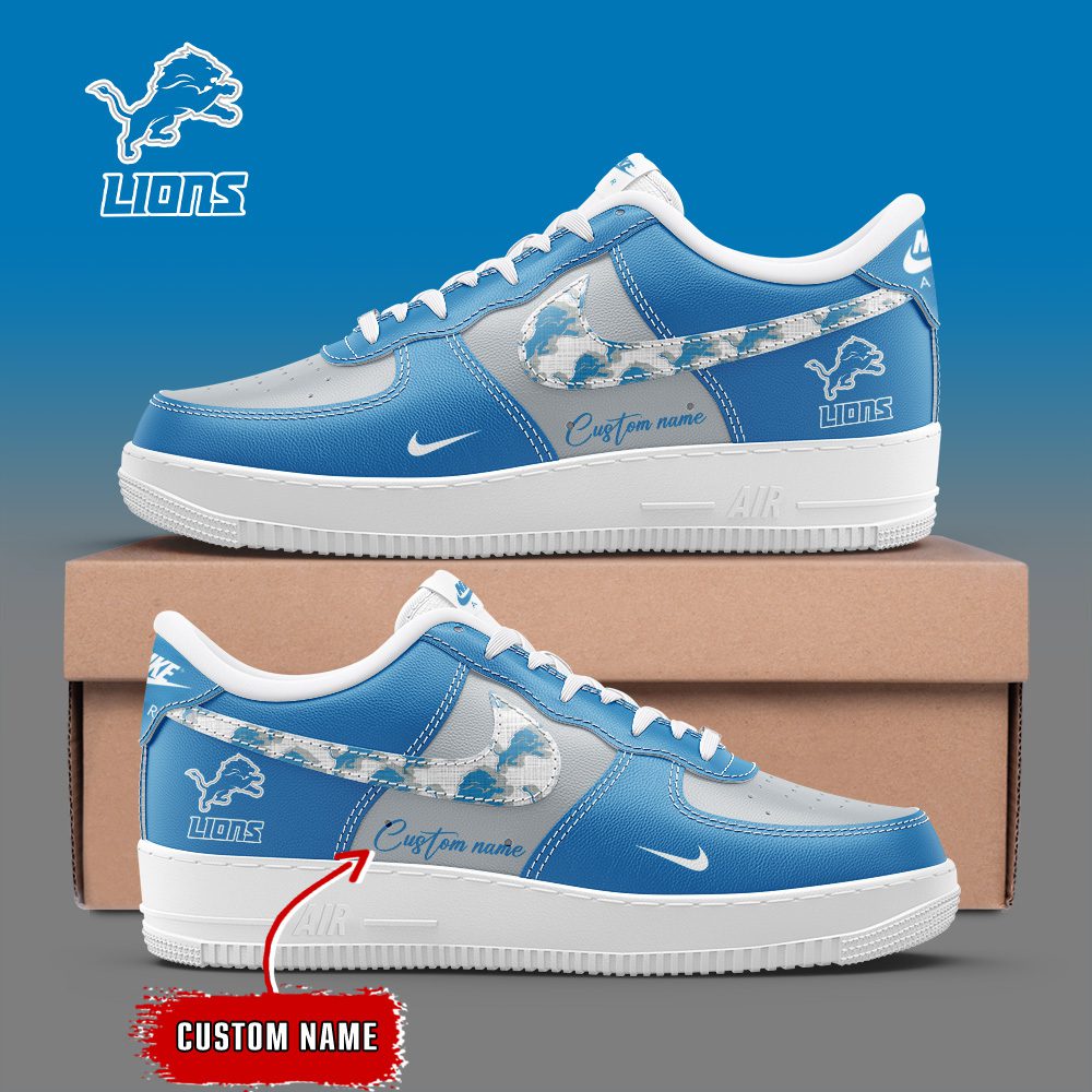 Detroit Lions NFL Personalized Air Force 1 Custom Name Sneakers