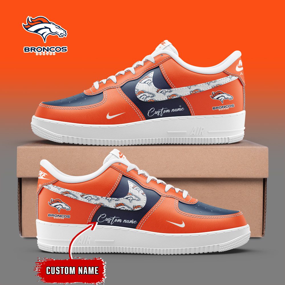 Denver Broncos NFL Personalized Air Force 1 Custom Name Sneakers