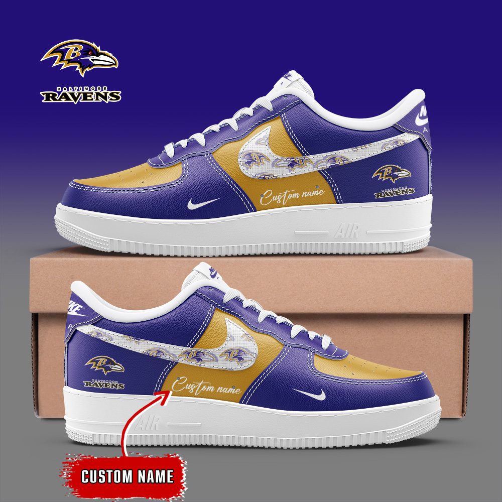 Baltimore Ravens NFL Personalized Air Force 1 Custom Name Sneakers