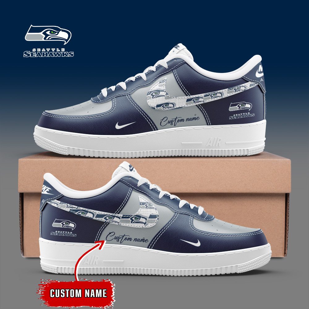 Seattle Seahawks NFL Personalized Air Force 1 Custom Name Sneakers