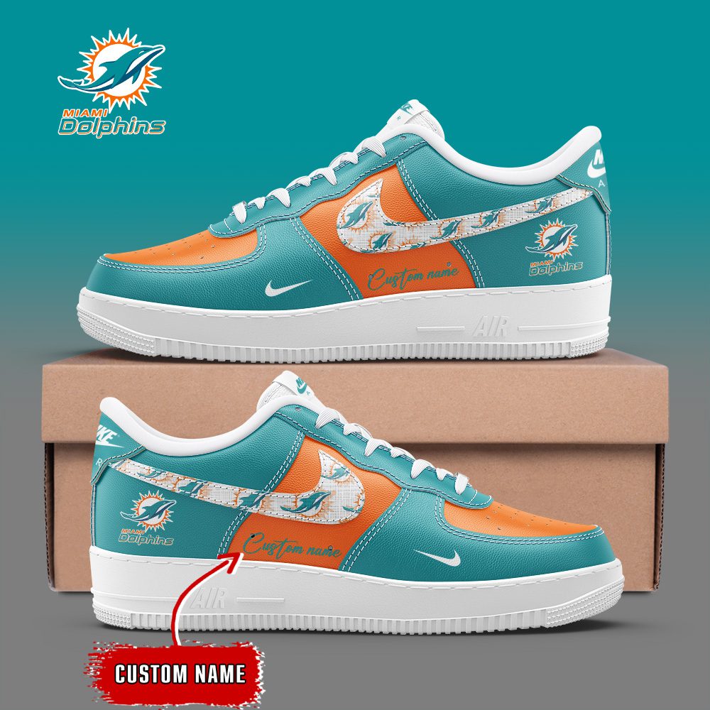 Miami Dolphins NFL Personalized Air Force 1 Custom Name Sneakers