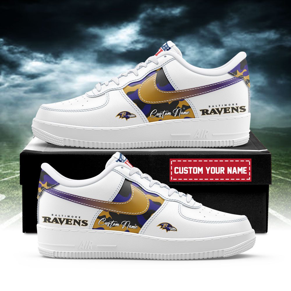 Baltimore Ravens NFL Air Force 1 Sneakers Custom Name Trending Shoes For Fans