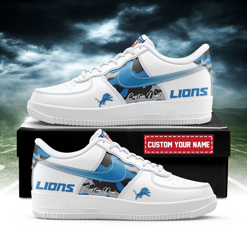 Detroit Lions NFL Air Force 1 Sneakers Custom Name Trending Shoes For Fans