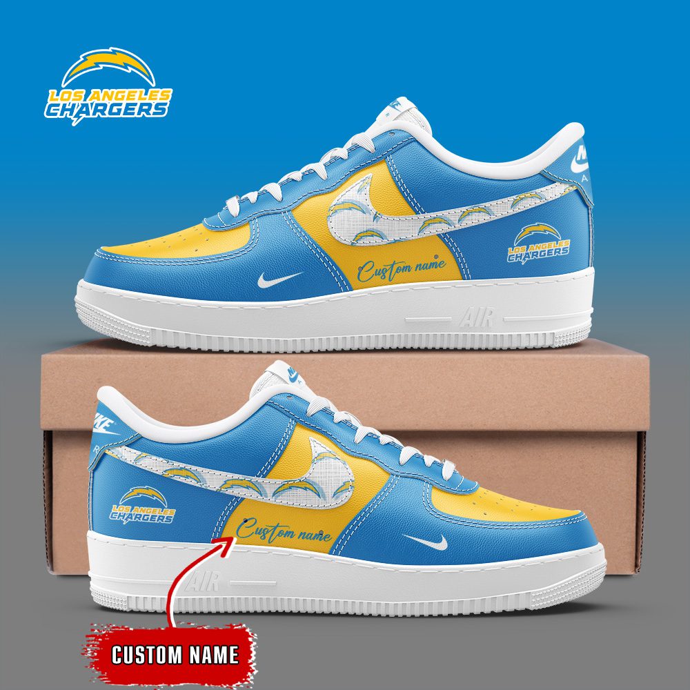 Los Angeles Chargers NFL Personalized Air Force 1 Custom Name Sneakers