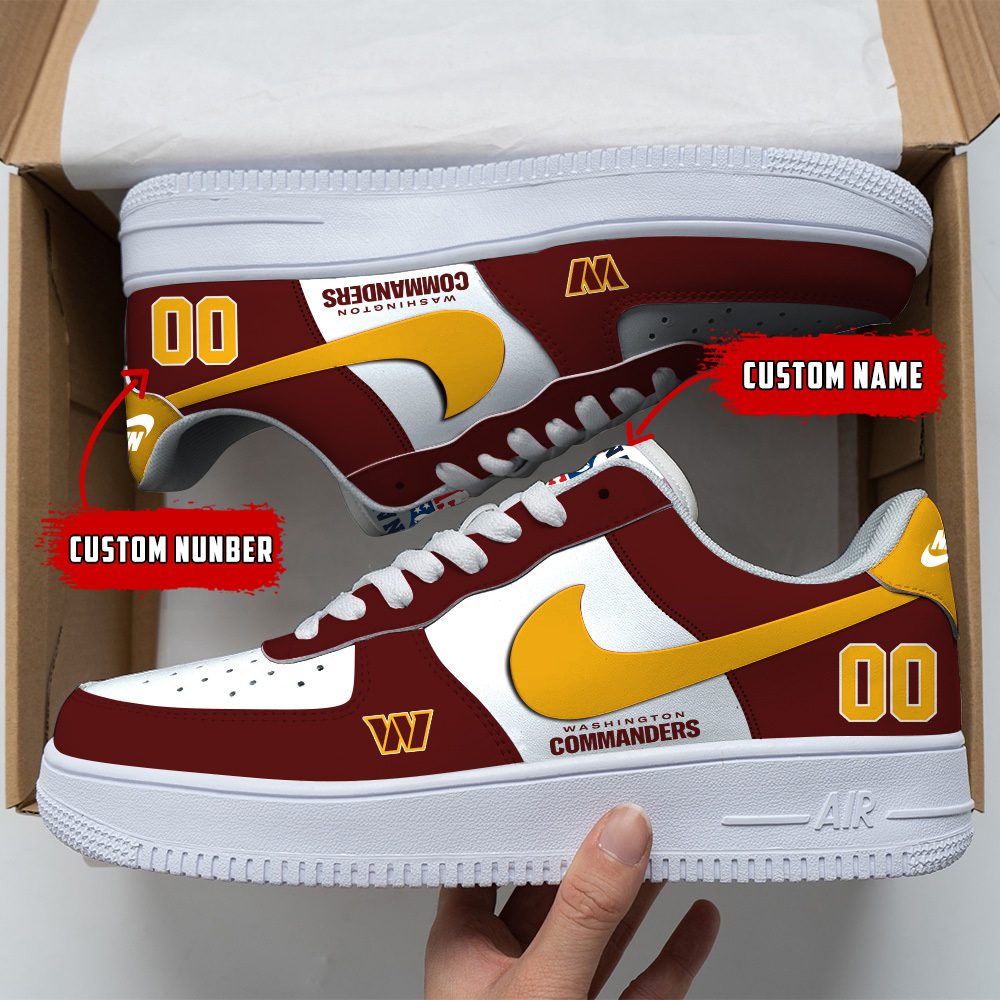 Washington Commanders NFL Custom Name And Number Air Force Sneakers For Men Women