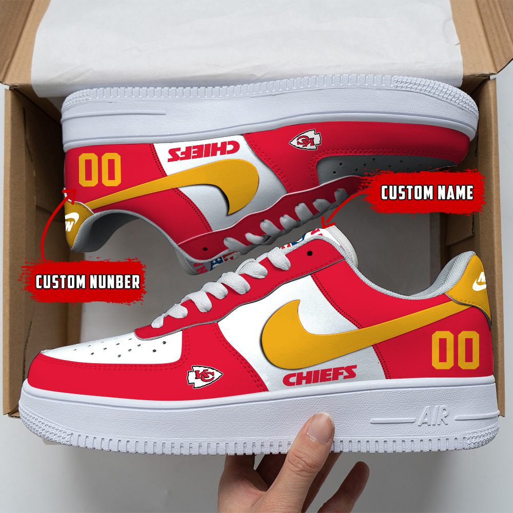 Kansas City Chiefs NFL Custom Name And Number Air Force Sneakers For Men Women