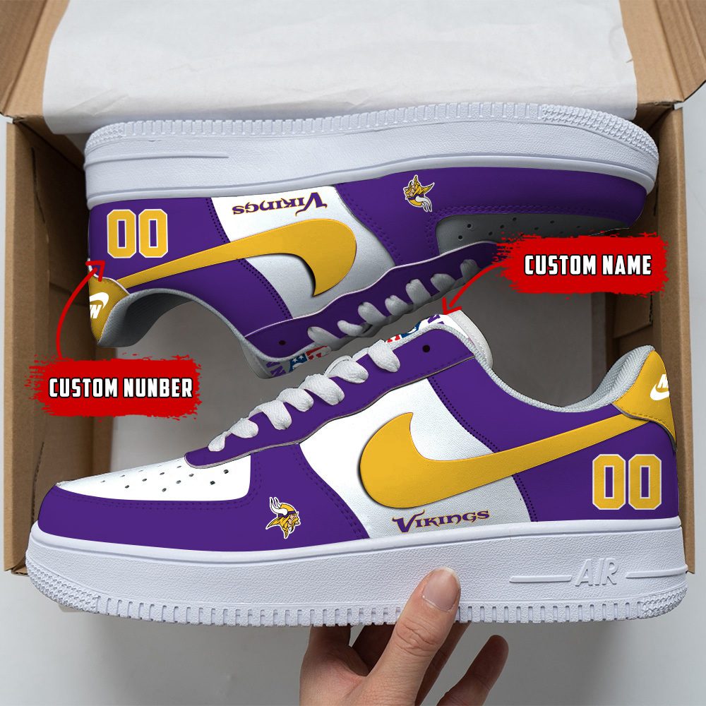 Minnesota Vikings NFL Custom Name And Number Air Force Sneakers For Men Women