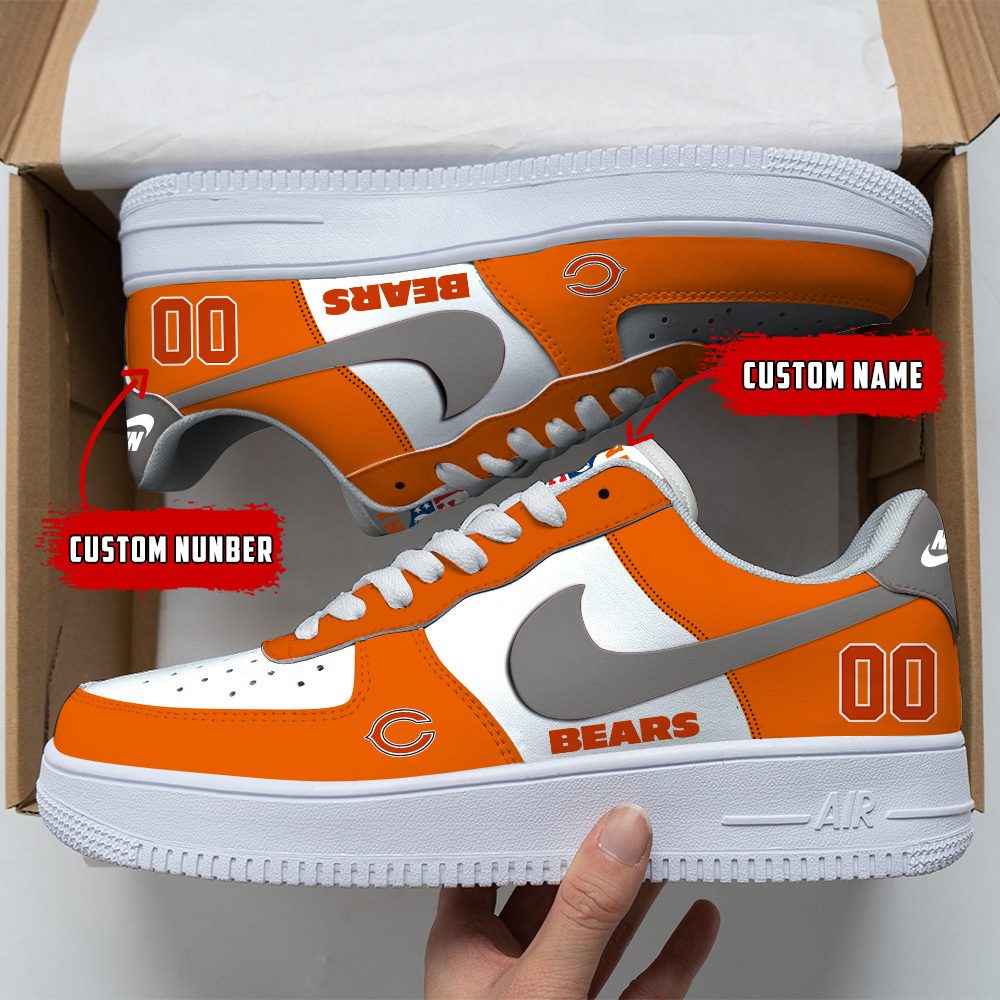 Chicago Bears NFL Custom Name And Number Air Force Sneakers For Men Women