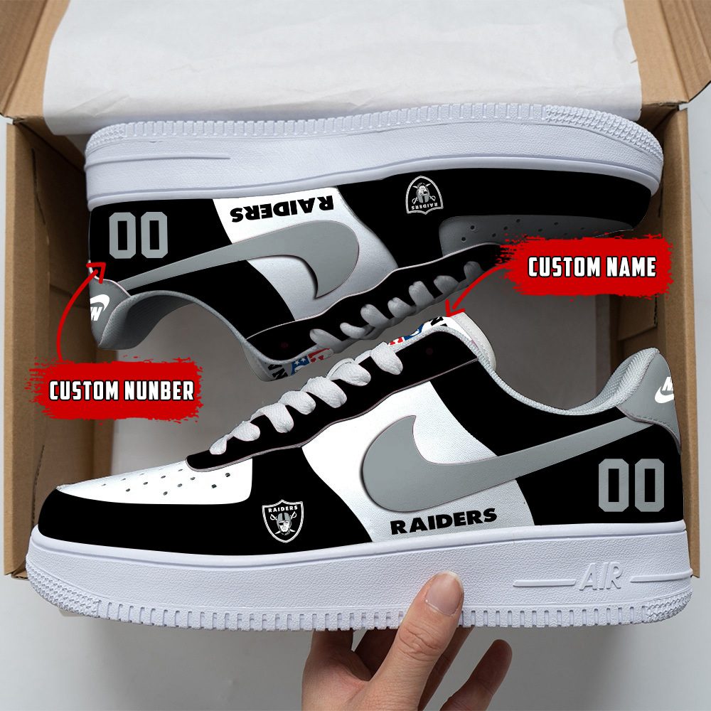 Las Vegas Raiders NFL Custom Name And Number Air Force Sneakers For Men Women