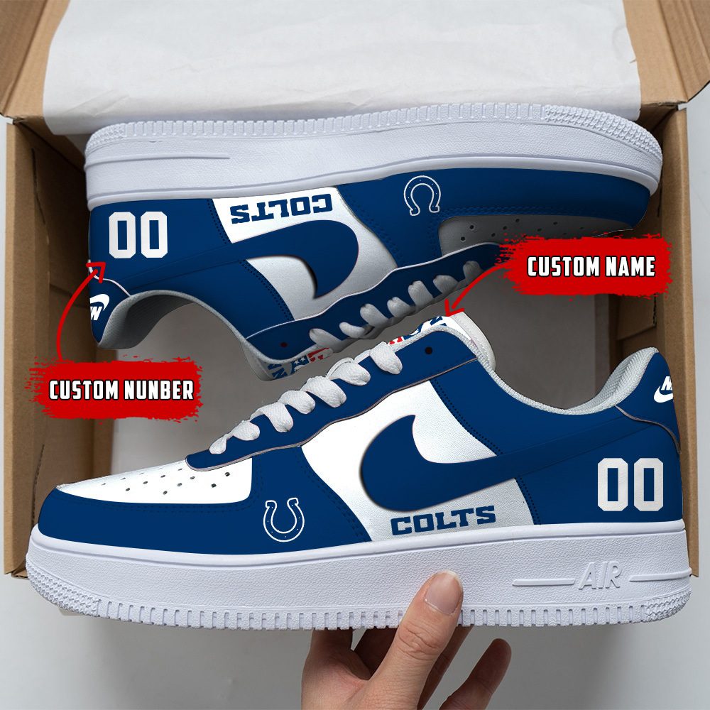 Indianapolis Colts NFL Custom Name And Number Air Force Sneakers For Men Women